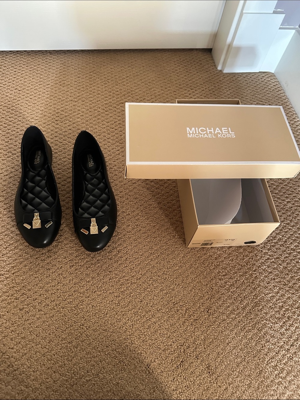 MICHAEL Michael Kors Alice Ballet Leather Flats - Black